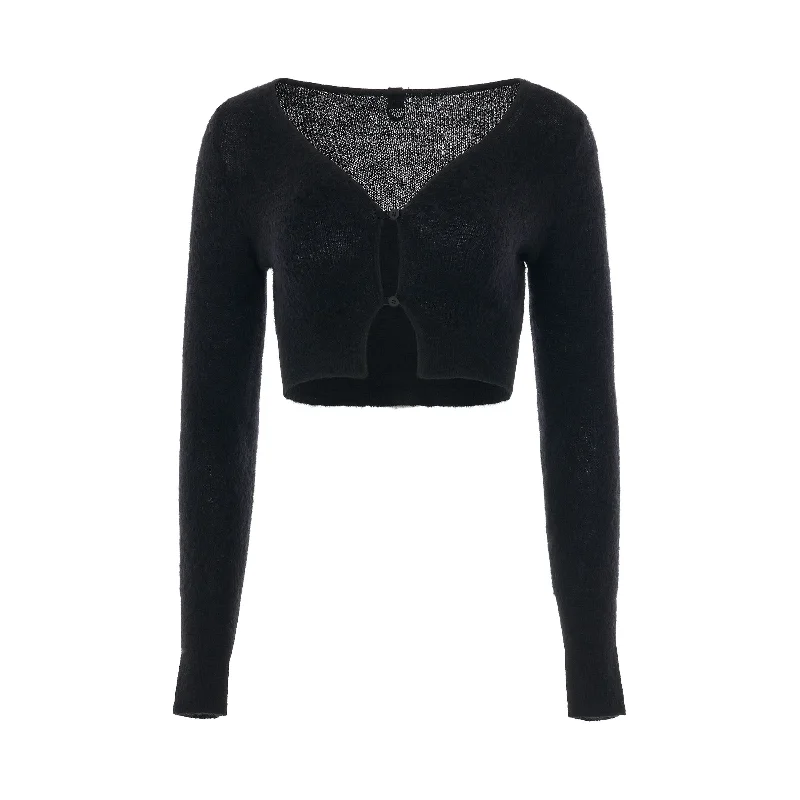 Alzou Cropped Cardigan in Black