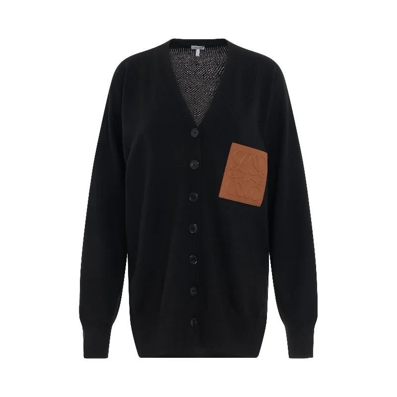 Anagram Pocket Cardigan in Black