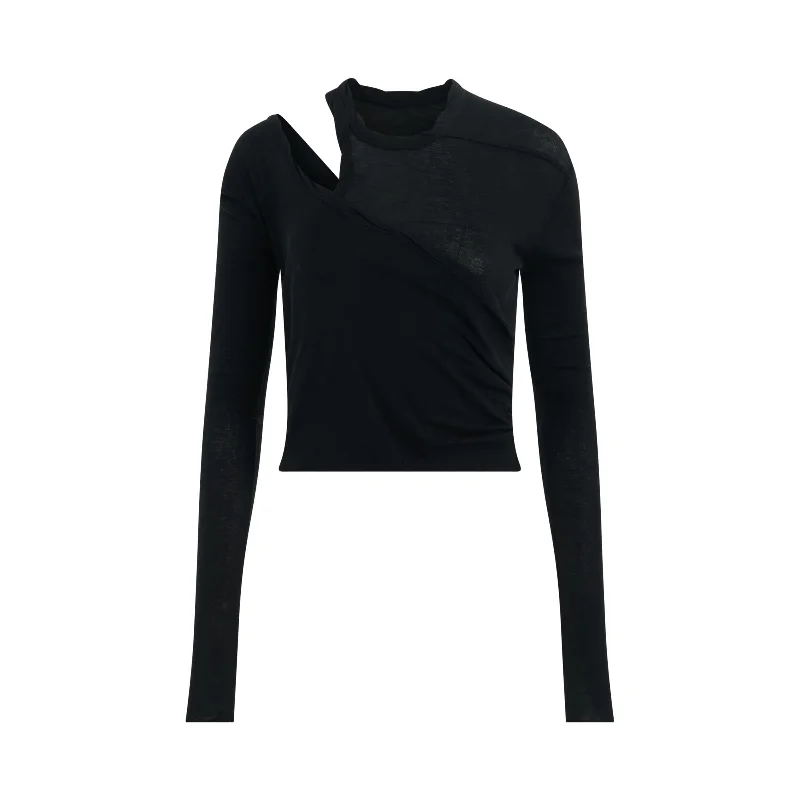 Banana Long Sleeve Knit T-Shirt in Black