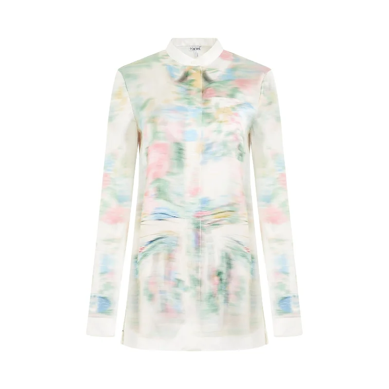 Blurred Print Shirt in White