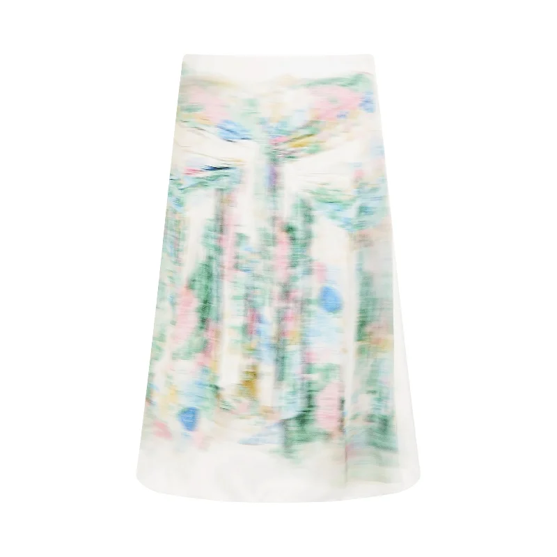 Blurred Print Skirt in White