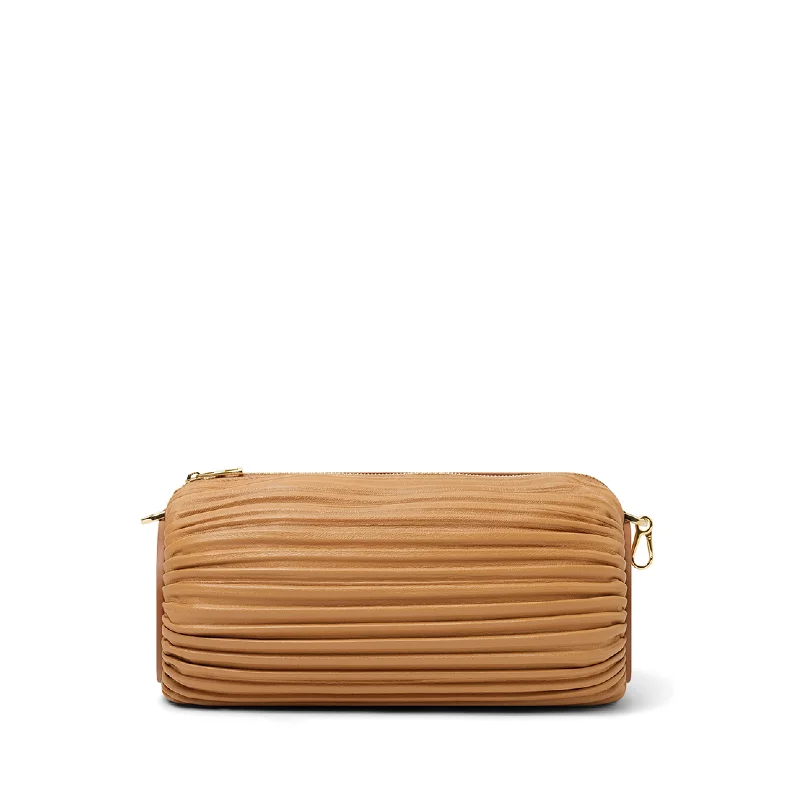 Bracelet Pouch in Pleated Nappa in Warm Desert