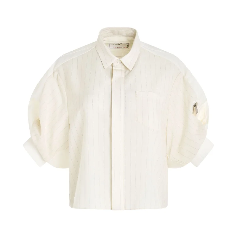 Chalk Stripe Shirt in Off White