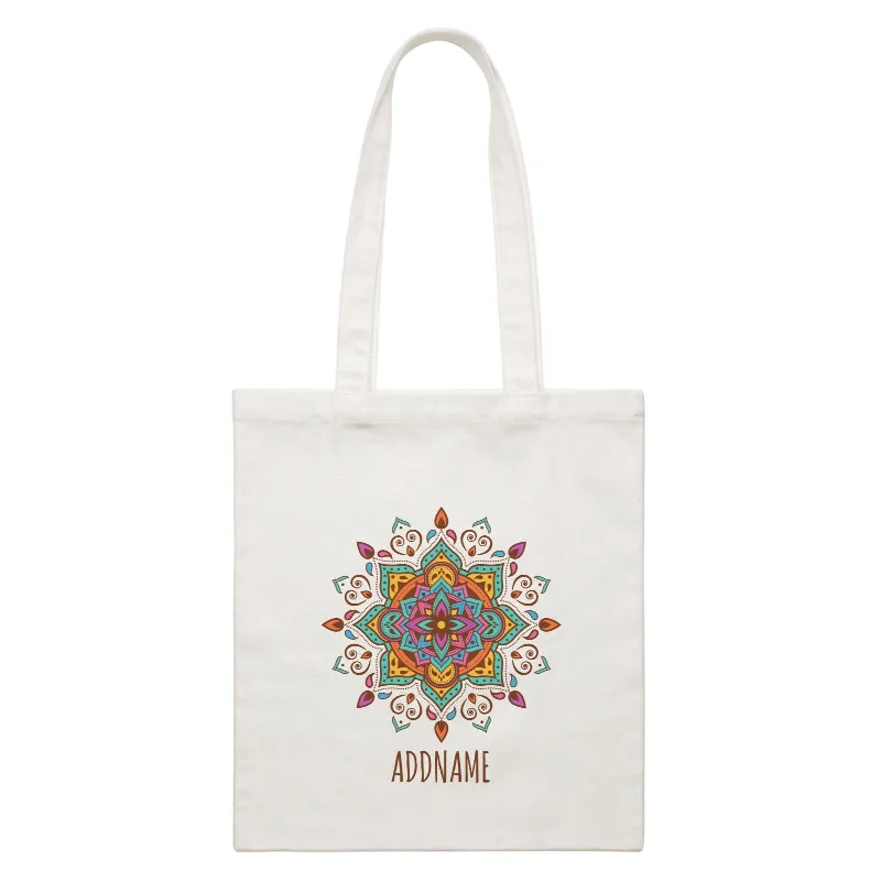 Recycled Canvas Shoulder Bag for Eco - Conscious ConsumersColourful Mandala 2 Addname White Canvas Bag