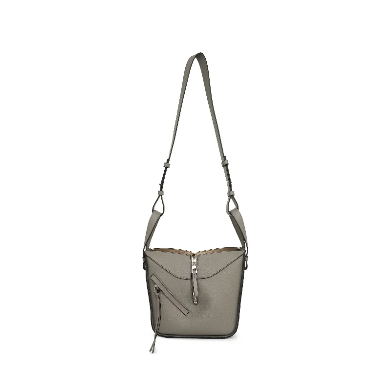 Compact Hammock Bag in Soft Grained Calfskin in Pearl Grey