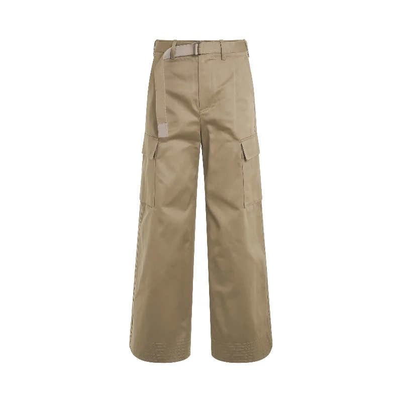 Cotton Gabardine Pants in Beige