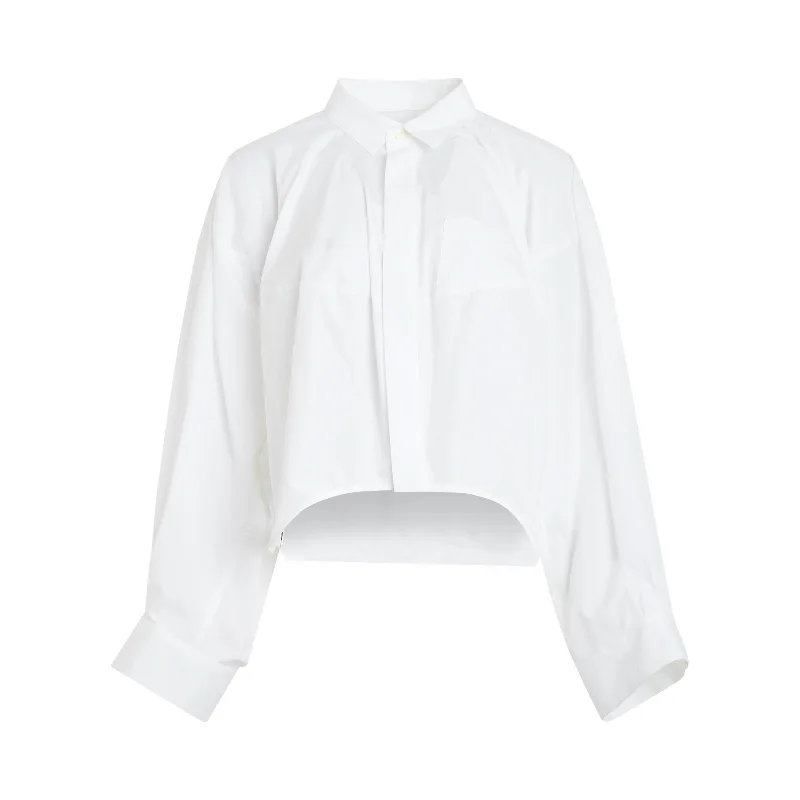 Cotton Poplin Balloon Shirt in Off White