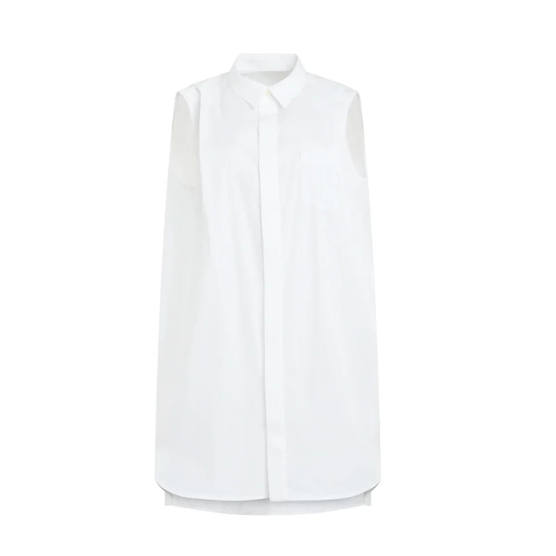 Cotton Poplin Shirt Dress in Off White