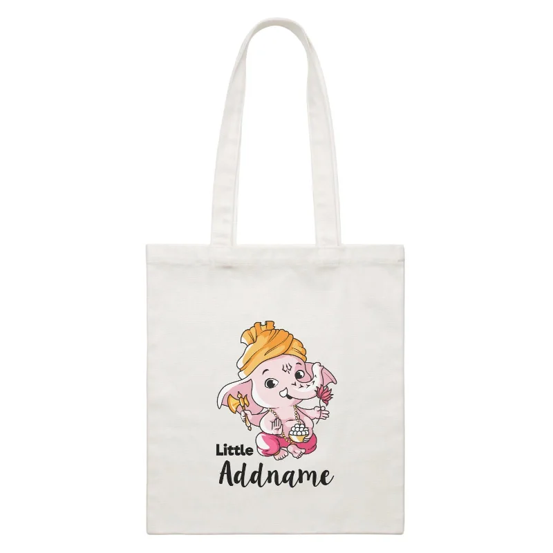 Minimalist Canvas Laptop Bag with Padded Interior for ProtectionCute Ganesha Little Addname White Canvas Bag