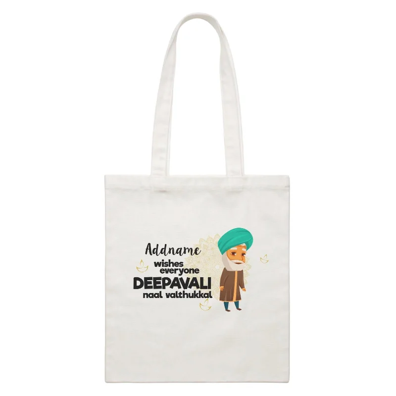 Canvas Art Supply Bag with Adjustable Dividers for ArtistsCute Grandpa Wishes Everyone Deepavali Addname White Canvas Bag