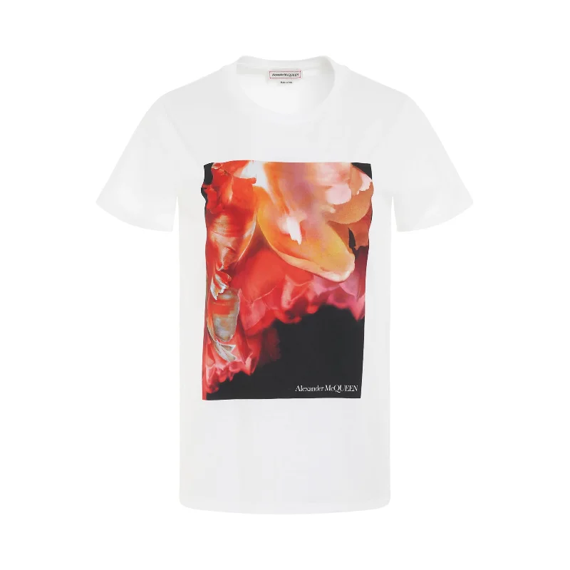 Exploded Petal Print T-Shirt in White