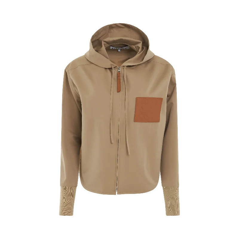 Hooded Zip Jacket in Beige