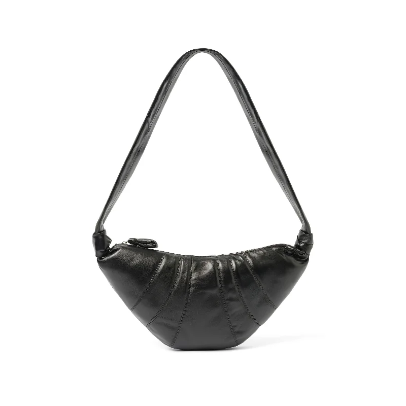 Lambskin Medium Croissant Bag in Black