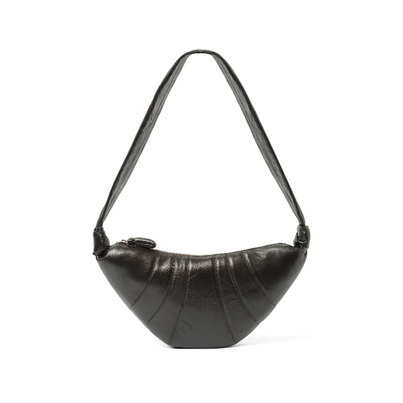 Lambskin Medium Croissant Bag in Dark Chocolate