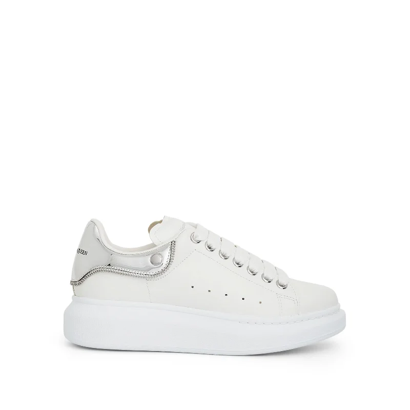 Larry Oversized Mirror Sneaker in White/Silver