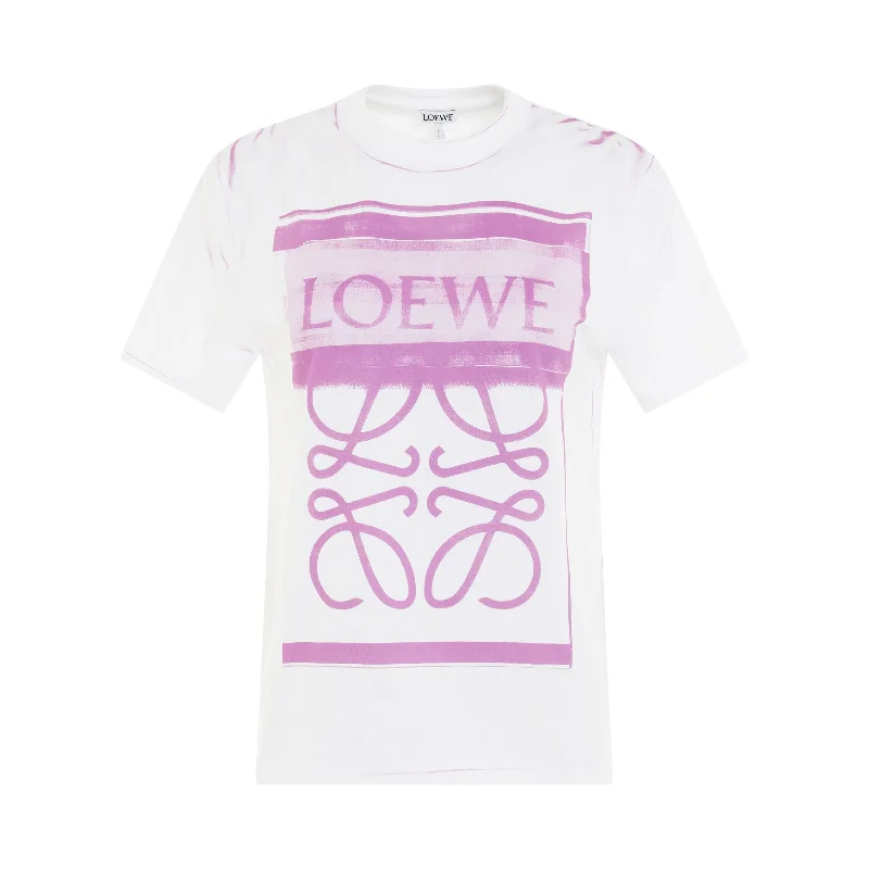 Logo Anagram Print T-Shirt in White/ Pink