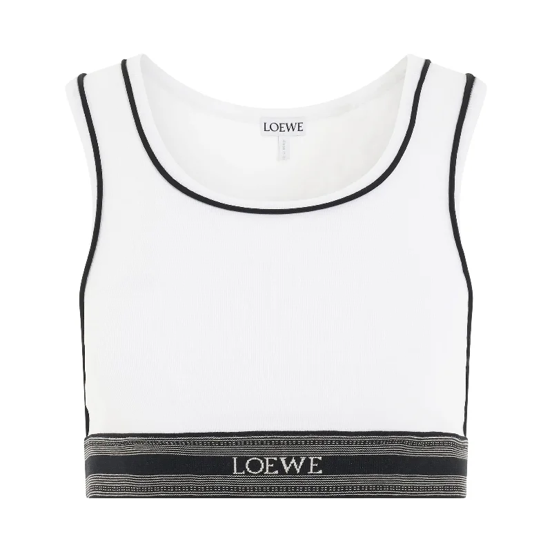 Logo Cropped Tank Top in White