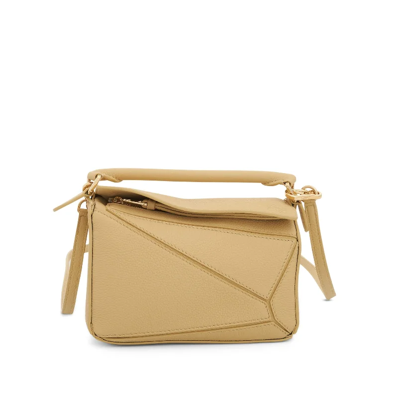 Mini Puzzle Bag in Soft Grained Calfskin in Dark Butter