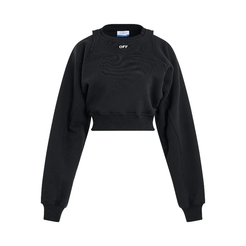 Off Stamp Round Crop Sweatshirt in Black/White