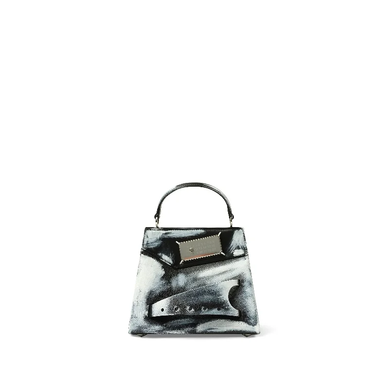 Painted Small Snatched Handbag in Black/White