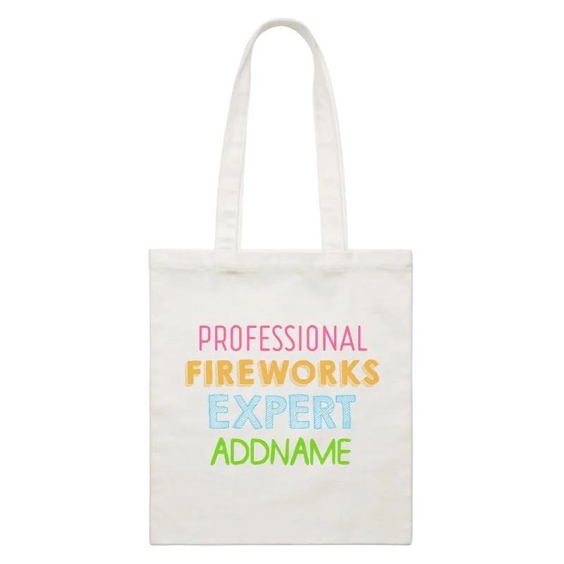 Canvas Art Supply Bag with Adjustable Dividers for ArtistsProfessional Fireworks Expert Addname White Canvas Bag