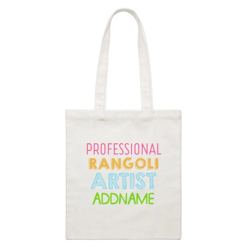 Canvas Beach Bag with Mesh Pockets for Sand - Free DryingProfessional Rangoli Artist Addname White Canvas Bag