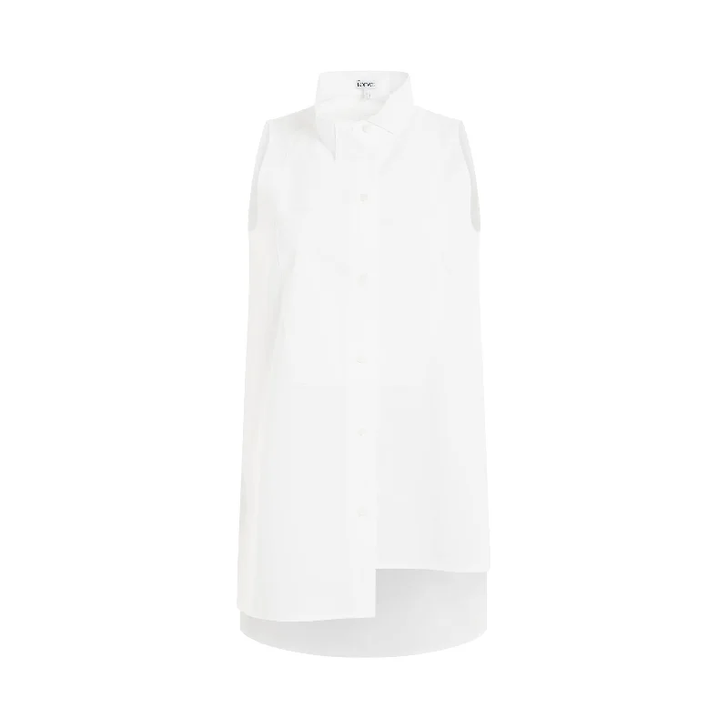 Sleeveless Asymmetric Shirt in White