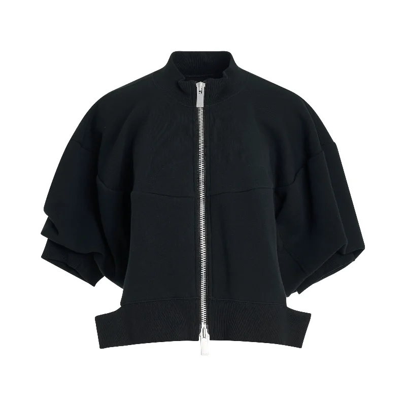 Sponge Zipped Sweatshirt Blouson in Black