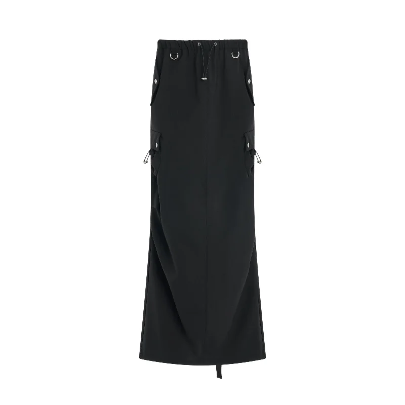 Tailored Cargo Maxi Skirt in Black