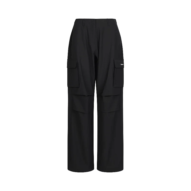 Tailored Wide Leg Cargo Pants in Black