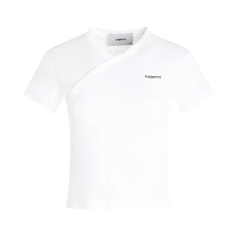 V Neck Line T-Shirt in White