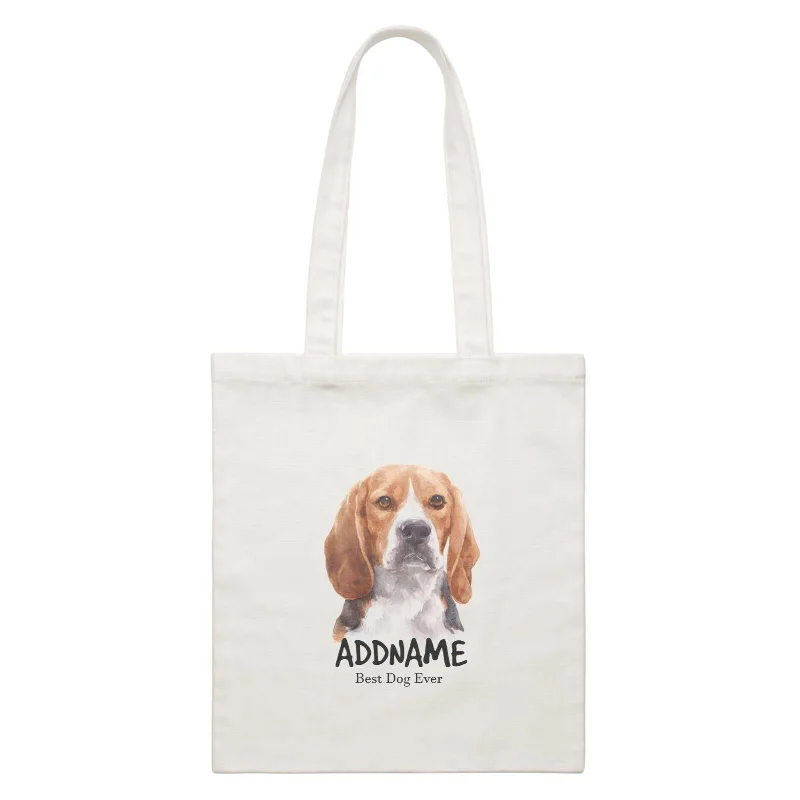 Canvas Art Supply Bag with Adjustable Dividers for ArtistsWatercolor Dog Beagle Frown Best Dog Ever Addname White Canvas Bag