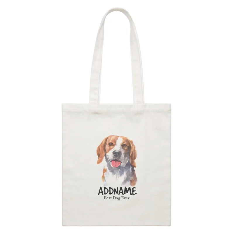 Military - Inspired Canvas Rucksack for Outdoor AdventuresWatercolor Dog Beagle Smile Best Dog Ever Addname White Canvas Bag