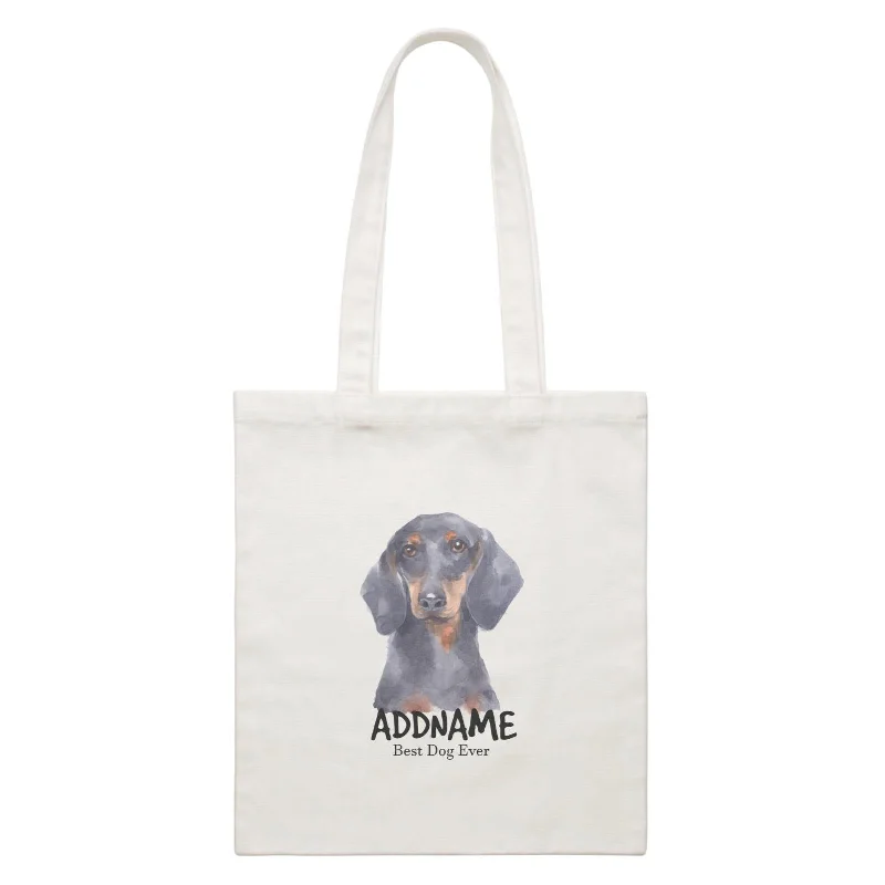 Military - Inspired Canvas Rucksack for Outdoor AdventuresWatercolor Dog Dachshund Best Dog Ever Addname White Canvas Bag