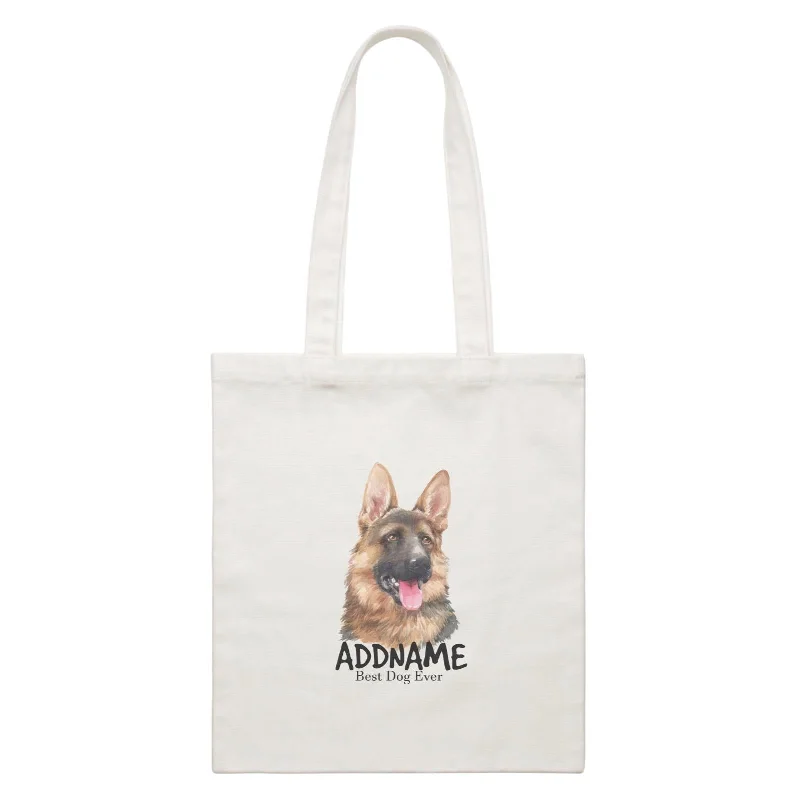 Black Canvas Laptop Messenger Bag for Professional UseWatercolor Dog German Shepherd Best Dog Ever Addname White Canvas Bag