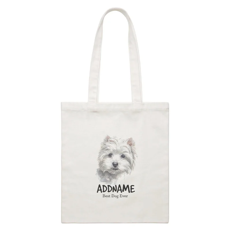 Military - Inspired Canvas Rucksack for Outdoor AdventuresWatercolor Dog West Highland White Terrier Small Best Dog Ever Addname White Canvas Bag