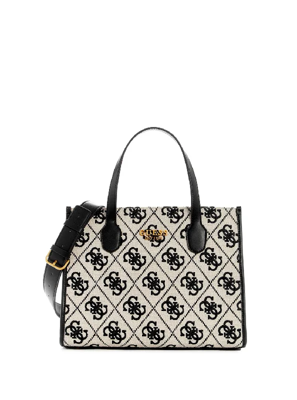 Geometric - Printed Tote Bag in Multicolor for a Contemporary and Trendy OutfitBlack Logo Silvana Canvas Tote Bag