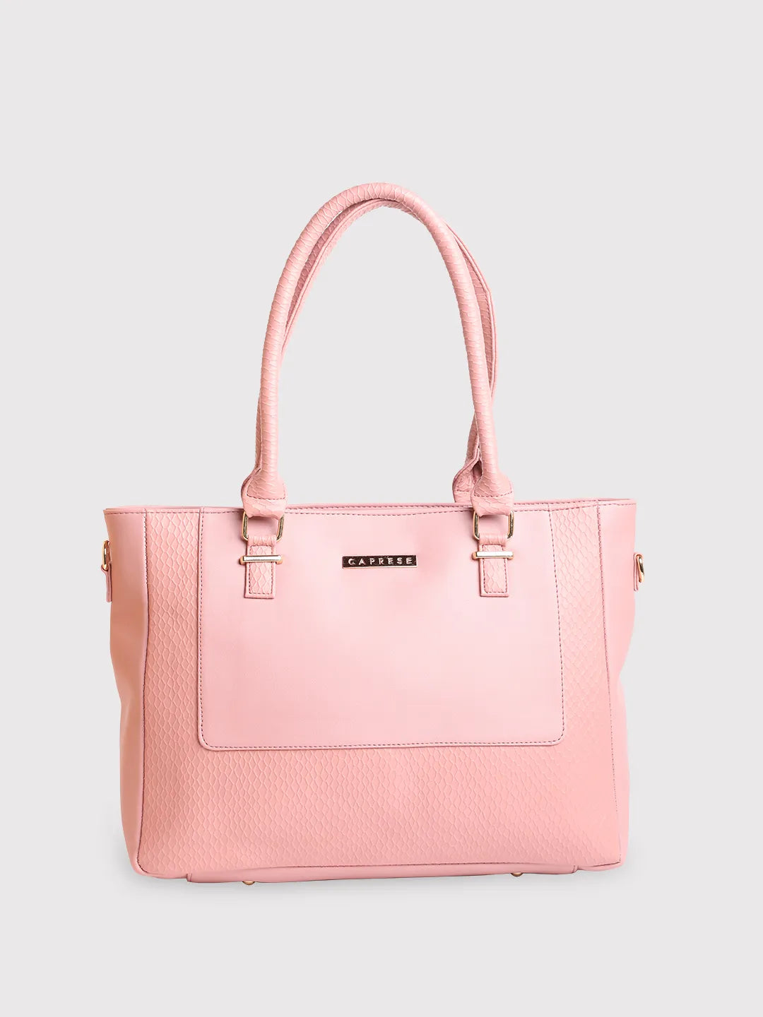 Large Capacity Genuine Leather Women's Tote Bag in Black for Work and CommutingCaprese Fiona Tote Large Office Handbag Light Pink