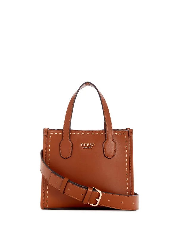 Women's Tote Bag with Magnetic Closure in Orange for Easy Access on the GoCognac Brown Silvana Mini Tote Bag