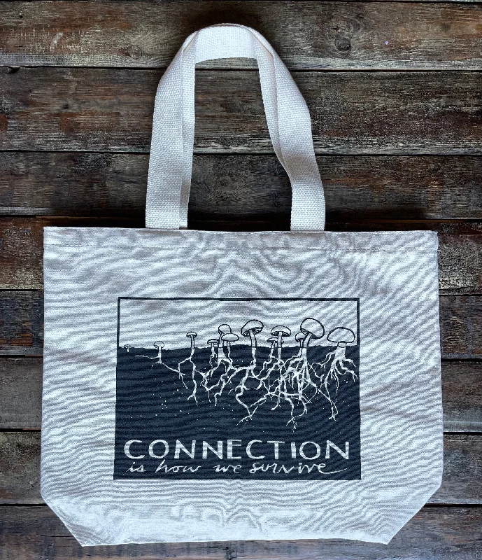 Tote Bag with Adjustable Shoulder Strap in Olive Green for Comfortable CarryingTote Bag | Connection is How We Survive