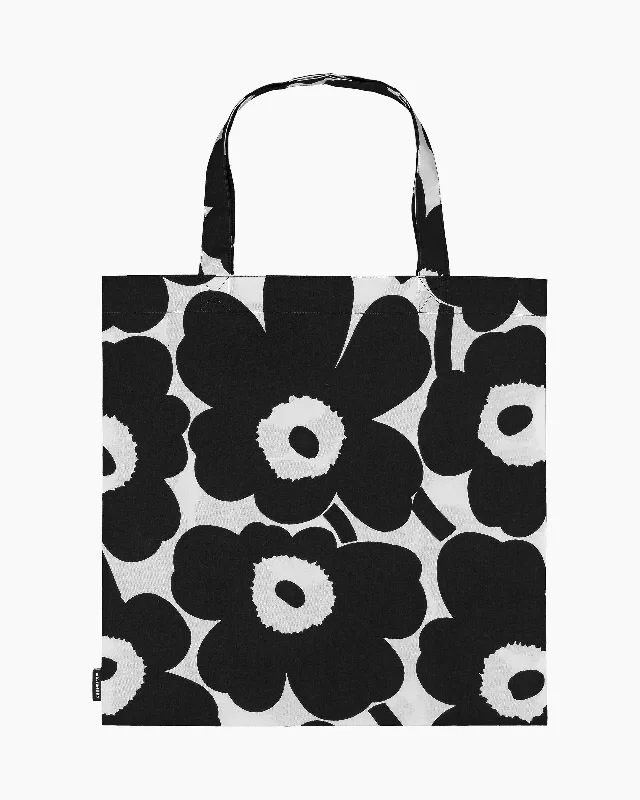 Patchwork Tote Bag in Denim with Vintage - Inspired Designs for a Retro Appealpieni unikko black - tote bag