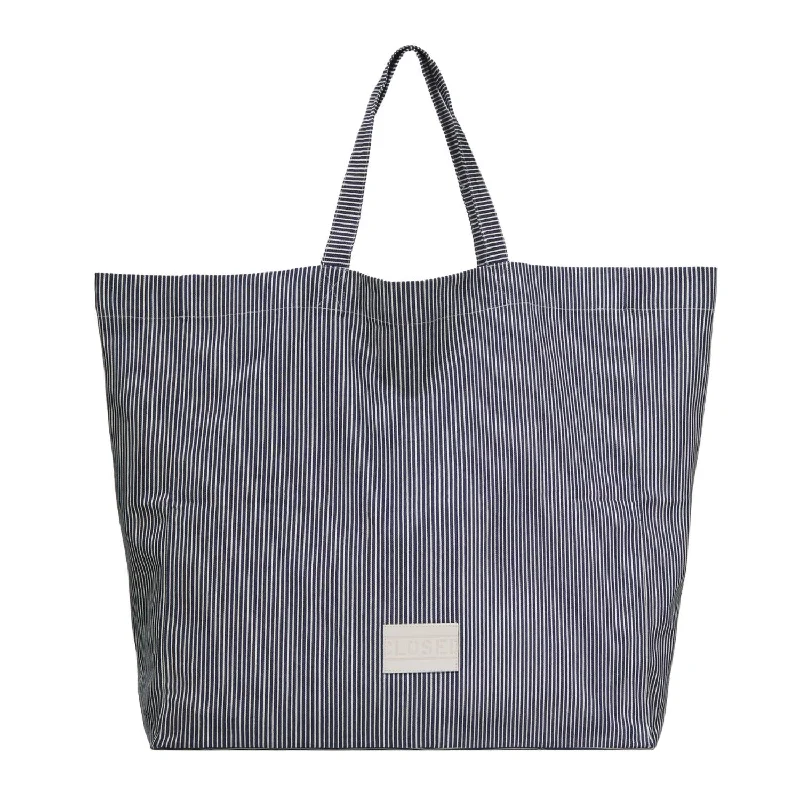 Patchwork Tote Bag in Denim with Vintage - Inspired Designs for a Retro AppealDenim Bag In Striped