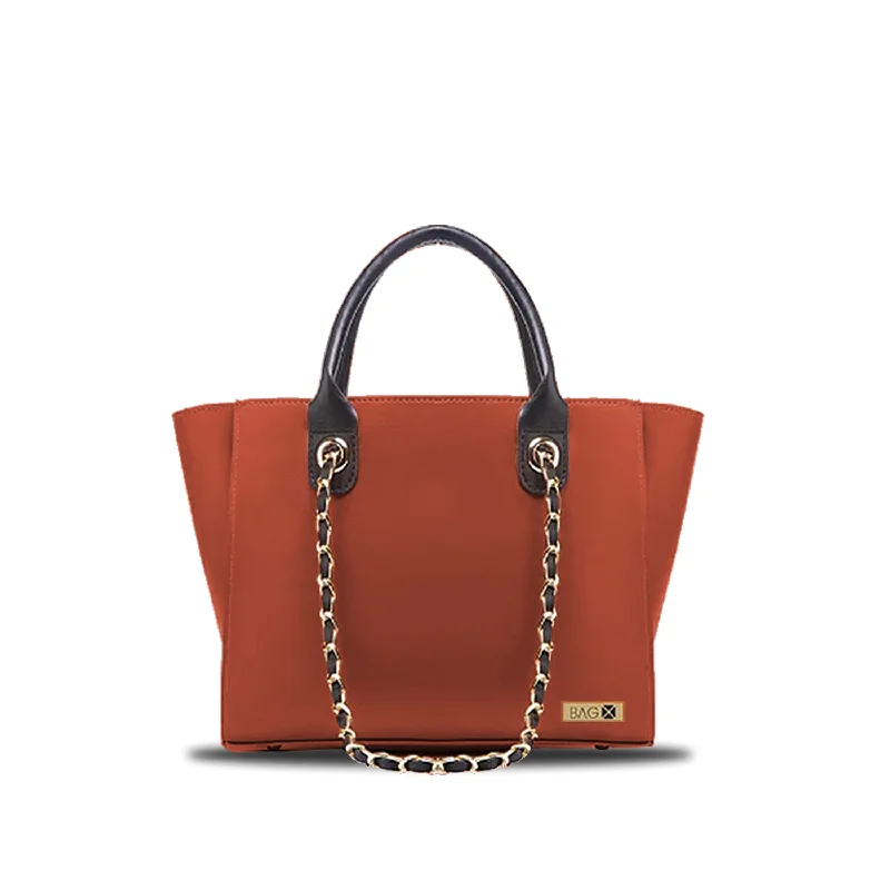 Women's Tote Bag with Zipper Closure in Red for Secure StoragePLUSH BROWN