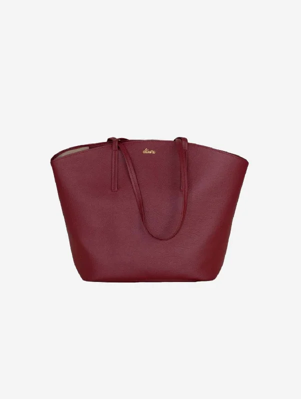 Women's Tote Bag with Inner Compartments in Gray for Organizing Everyday EssentialsMimosa Vegan Apple Leather Tote Bag | Bordeaux