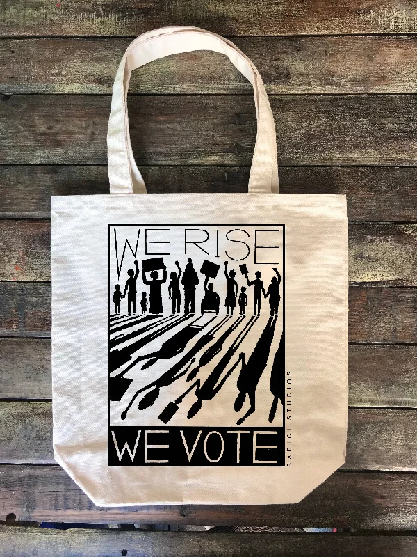 Women's Tote Bag with Zipper Closure in Red for Secure StorageTote Bag | We Rise We Vote