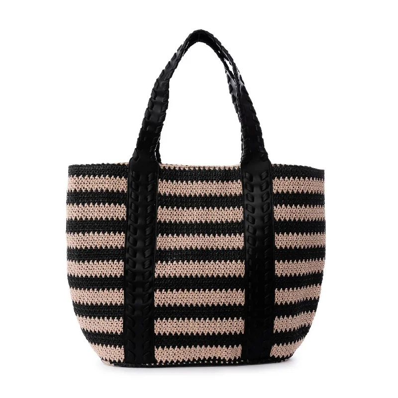 Geometric - Printed Tote Bag in Multicolor for a Contemporary and Trendy OutfitWomen's Layla Straw Tote Bag In Natural Straw/black