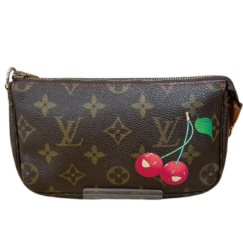 Women's Lizard - Print Clutch in Brown for a Chic LookLOUIS VUITTON/Pouch/Monogram/Leather/BRW/X TAKASHI MURAKAMI CHERRY