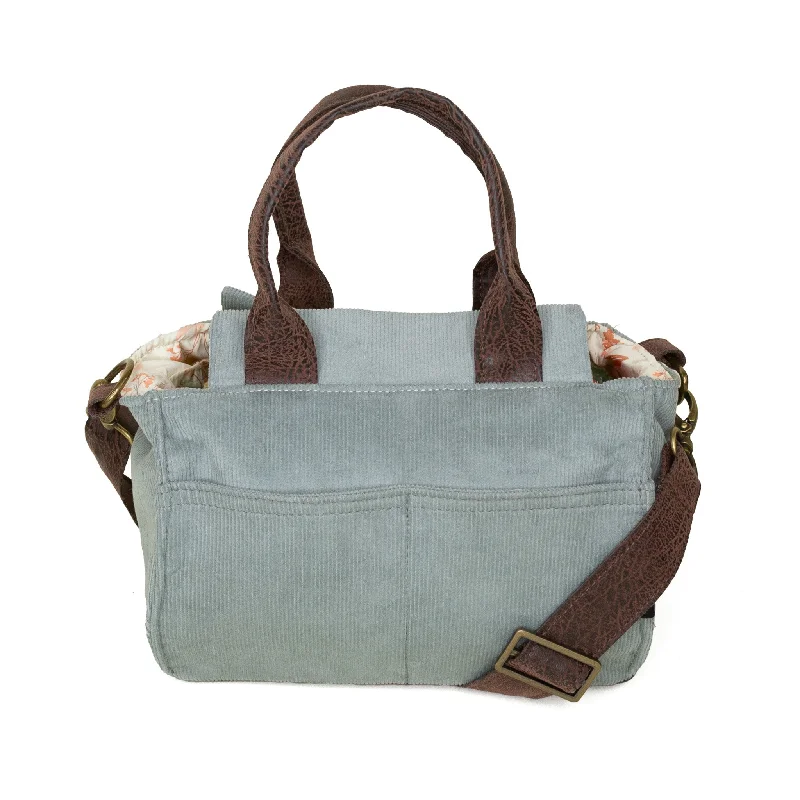 Leather - Trimmed Denim Crossbody Bag in Blue for a Vintage - Inspired LookAnita: Eucalyptus Corduroy