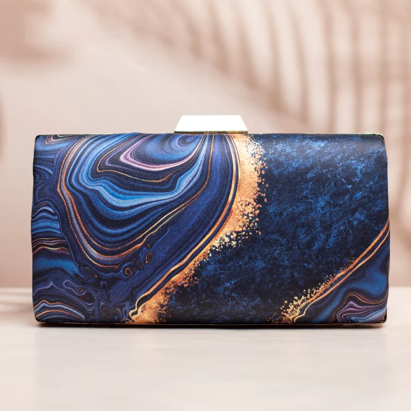 Women's Lizard - Print Clutch in Brown for a Chic LookBlue And Golden Resin Printed Clutch