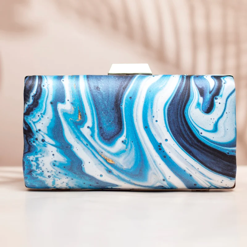 Mirrored Clutch in Silver for Futuristic - Themed GatheringsBlue And White Printed Clutch